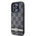 Etui DKNY Leather Checkered Mono Pattern & Printed Stripes na iPhone 15 Pro Max - czarne DKNY