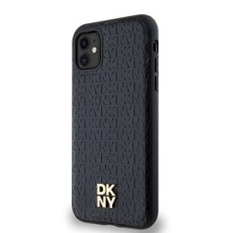 Etui DKNY Leather Monogram Pattern Metal Logo MagSafe na iPhone 11 / Xr - czarne DKNY