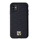 Etui DKNY Leather Monogram Pattern Metal Logo MagSafe na iPhone 11 / Xr - czarne DKNY