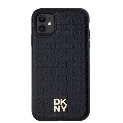 Etui DKNY Leather Monogram Pattern Metal Logo MagSafe na iPhone 11 / Xr - czarne DKNY