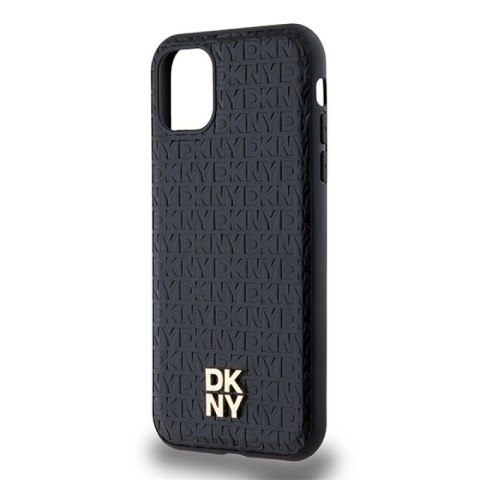 Etui DKNY Leather Monogram Pattern Metal Logo MagSafe na iPhone 11 / Xr - czarne DKNY