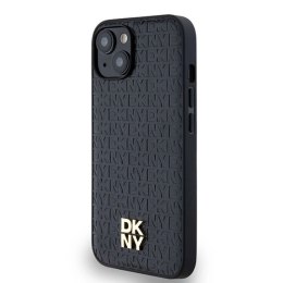 Etui DKNY Leather Monogram Pattern Metal Logo MagSafe na iPhone 15 / 14 / 13 - czarne DKNY