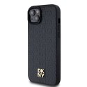 Etui DKNY Leather Monogram Pattern Metal Logo MagSafe na iPhone 15 Plus / 14 Plus - czarne DKNY