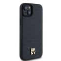 Etui DKNY Leather Monogram Pattern Metal Logo MagSafe na iPhone 15 Plus / 14 Plus - czarne DKNY