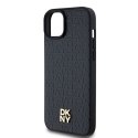 Etui DKNY Leather Monogram Pattern Metal Logo MagSafe na iPhone 15 Plus / 14 Plus - czarne DKNY