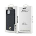 Etui DKNY Leather Monogram Pattern Metal Logo MagSafe na iPhone 15 Plus / 14 Plus - czarne DKNY