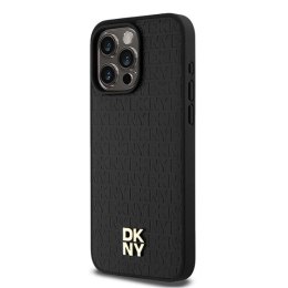 Etui DKNY Leather Monogram Pattern Metal Logo MagSafe na iPhone 15 Pro Max - czarne DKNY