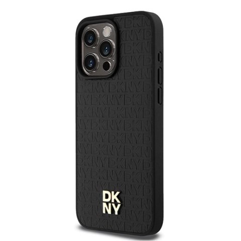 Etui DKNY Leather Monogram Pattern Metal Logo MagSafe na iPhone 15 Pro Max - czarne DKNY