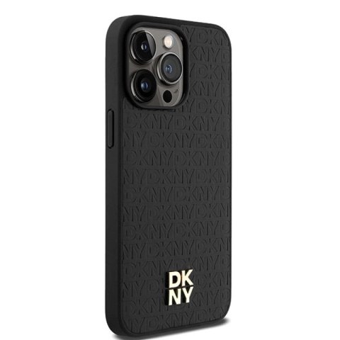 Etui DKNY Leather Monogram Pattern Metal Logo MagSafe na iPhone 15 Pro Max - czarne DKNY