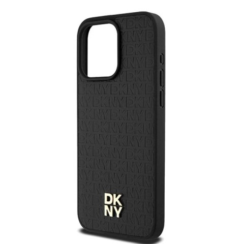 Etui DKNY Leather Monogram Pattern Metal Logo MagSafe na iPhone 15 Pro Max - czarne DKNY