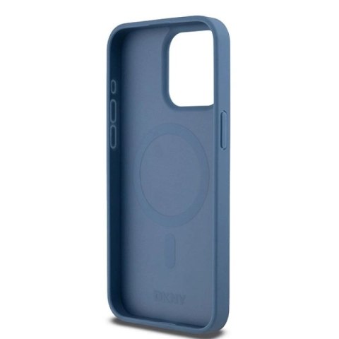 Etui DKNY Leather Monogram Pattern Metal Logo MagSafe na iPhone 15 Pro Max - niebieskie DKNY