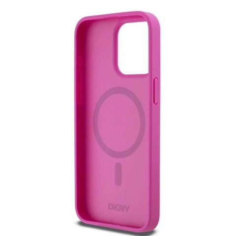 Etui DKNY Leather Monogram Pattern Metal Logo MagSafe na iPhone 15 Pro Max - różowe DKNY