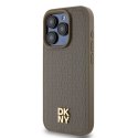 Etui DKNY Leather Monogram Pattern Metal Logo MagSafe na iPhone 15 Pro - brązowe DKNY