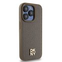 Etui DKNY Leather Monogram Pattern Metal Logo MagSafe na iPhone 15 Pro - brązowe DKNY