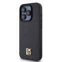 Etui DKNY Leather Monogram Pattern Metal Logo MagSafe na iPhone 15 Pro - czarne DKNY