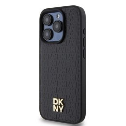 Etui DKNY Leather Monogram Pattern Metal Logo MagSafe na iPhone 15 Pro - czarne DKNY