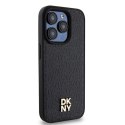 Etui DKNY Leather Monogram Pattern Metal Logo MagSafe na iPhone 15 Pro - czarne DKNY