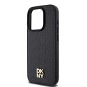 Etui DKNY Leather Monogram Pattern Metal Logo MagSafe na iPhone 15 Pro - czarne DKNY