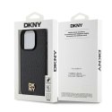 Etui DKNY Leather Monogram Pattern Metal Logo MagSafe na iPhone 15 Pro - czarne DKNY