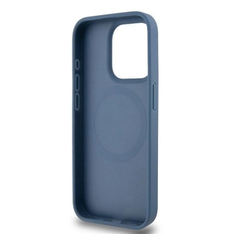 Etui DKNY Leather Monogram Pattern Metal Logo MagSafe na iPhone 15 Pro - niebieskie DKNY