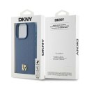 Etui DKNY Leather Monogram Pattern Metal Logo MagSafe na iPhone 15 Pro - niebieskie DKNY