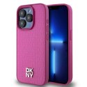 Etui DKNY Leather Monogram Pattern Metal Logo MagSafe na iPhone 15 Pro - różowe DKNY