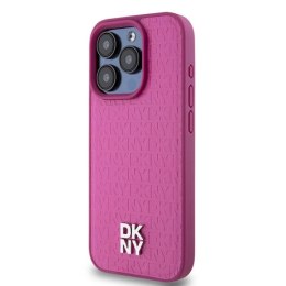 Etui DKNY Leather Monogram Pattern Metal Logo MagSafe na iPhone 15 Pro - różowe DKNY