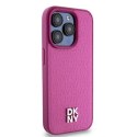Etui DKNY Leather Monogram Pattern Metal Logo MagSafe na iPhone 15 Pro - różowe DKNY