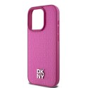 Etui DKNY Leather Monogram Pattern Metal Logo MagSafe na iPhone 15 Pro - różowe DKNY