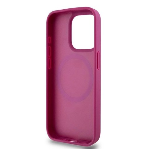 Etui DKNY Leather Monogram Pattern Metal Logo MagSafe na iPhone 15 Pro - różowe DKNY