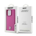 Etui DKNY Leather Monogram Pattern Metal Logo MagSafe na iPhone 15 Pro - różowe DKNY