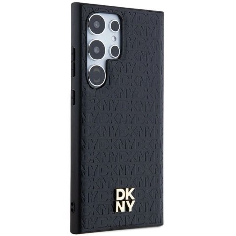 Etui DKNY Leather Pattern Metal Logo MagSafe na Samsung Galaxy S24 Ultra - czarne DKNY
