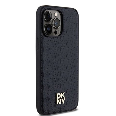Etui DKNY Leather Pattern Metal Logo MagSafe na iPhone 13 Pro / 13 - czarne DKNY
