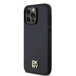 Etui DKNY Leather Pattern Metal Logo MagSafe na iPhone 13 Pro Max - czarne DKNY