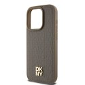 Etui DKNY Leather Pattern Metal Logo MagSafe na iPhone 14 Pro Max - brązowe DKNY