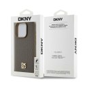 Etui DKNY Leather Pattern Metal Logo MagSafe na iPhone 14 Pro Max - brązowe DKNY