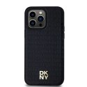Etui DKNY Leather Pattern Metal Logo MagSafe na iPhone 14 Pro - czarne DKNY