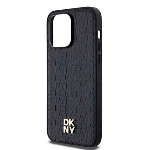 Etui DKNY Leather Pattern Metal Logo MagSafe na iPhone 14 Pro - czarne DKNY