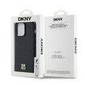 Etui DKNY Leather Pattern Metal Logo MagSafe na iPhone 14 Pro - czarne DKNY
