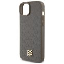 Etui DKNY Leather Pattern Metal Logo MagSafe na iPhone 15 / 14 / 13 - brązowe DKNY