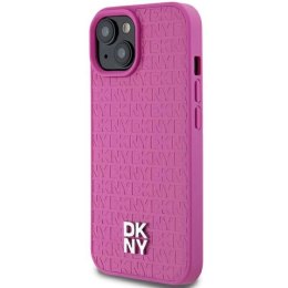 Etui DKNY Leather Pattern Metal Logo MagSafe na iPhone 15 / 14 / 13 - różowe DKNY