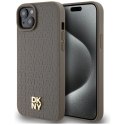 Etui DKNY Leather Pattern Metal Logo MagSafe na iPhone 15 Plus / 14 Plus - brązowe DKNY