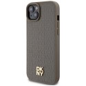 Etui DKNY Leather Pattern Metal Logo MagSafe na iPhone 15 Plus / 14 Plus - brązowe DKNY