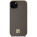 Etui DKNY Leather Pattern Metal Logo MagSafe na iPhone 15 Plus / 14 Plus - brązowe DKNY