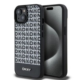 Etui DKNY Leather Printed Pattern Metal Logo MagSafe na iPhone 15 / 14 / 13 - czarne DKNY