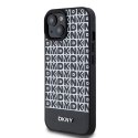 Etui DKNY Leather Printed Pattern Metal Logo MagSafe na iPhone 15 / 14 / 13 - czarne DKNY