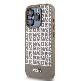 Etui DKNY Leather Printed Pattern Metal Logo MagSafe na iPhone 15 Pro Max - brązowe DKNY