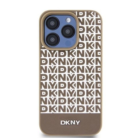 Etui DKNY Leather Printed Pattern Metal Logo MagSafe na iPhone 15 Pro Max - brązowe DKNY