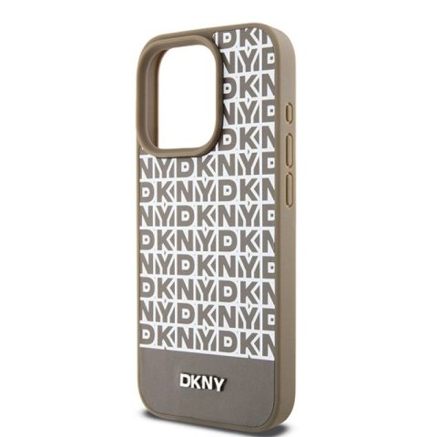 Etui DKNY Leather Printed Pattern Metal Logo MagSafe na iPhone 15 Pro Max - brązowe DKNY