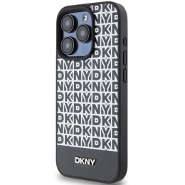 Etui DKNY Leather Printed Pattern Metal Logo MagSafe na iPhone 15 Pro Max - czarne DKNY